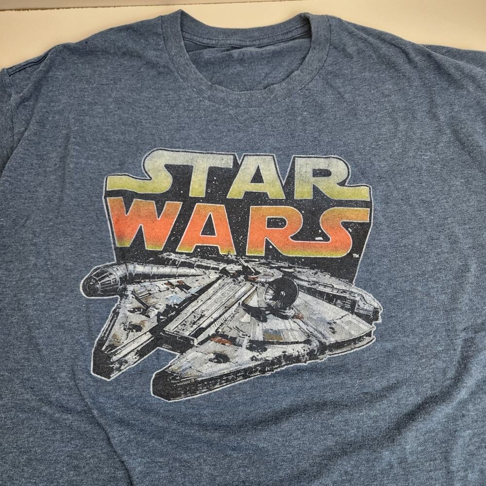 Star Wars Millennium Falcon Blue Graphic Short Sleeve T-Shirt Men's Size 2XL
